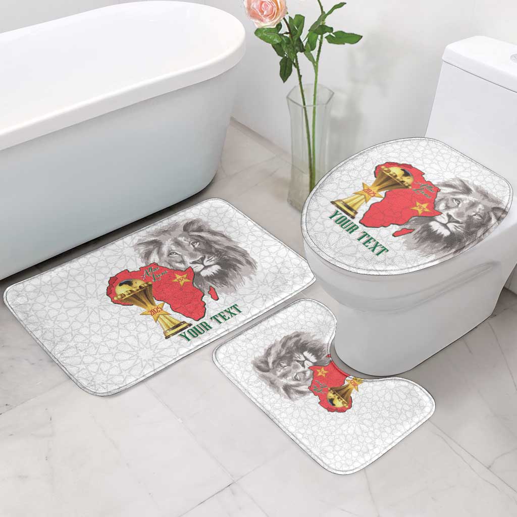 Morocco Football Custom Bathroom Set Atlas Lions Champions African White Islamic Pattern