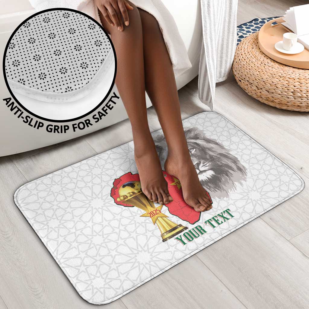 Morocco Football Custom Bathroom Set Atlas Lions Champions African White Islamic Pattern