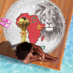 Morocco Football Custom Beach Blanket Atlas Lions Champions African White Islamic Pattern