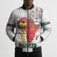 Morocco Football Custom Bomber Puffer Jacket Atlas Lions Champions African White Islamic Pattern