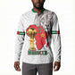 Morocco Football Custom Button Sweatshirt Atlas Lions Champions African White Islamic Pattern