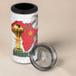 Morocco Football Custom 4 in 1 Can Cooler Tumbler Atlas Lions Champions African White Islamic Pattern