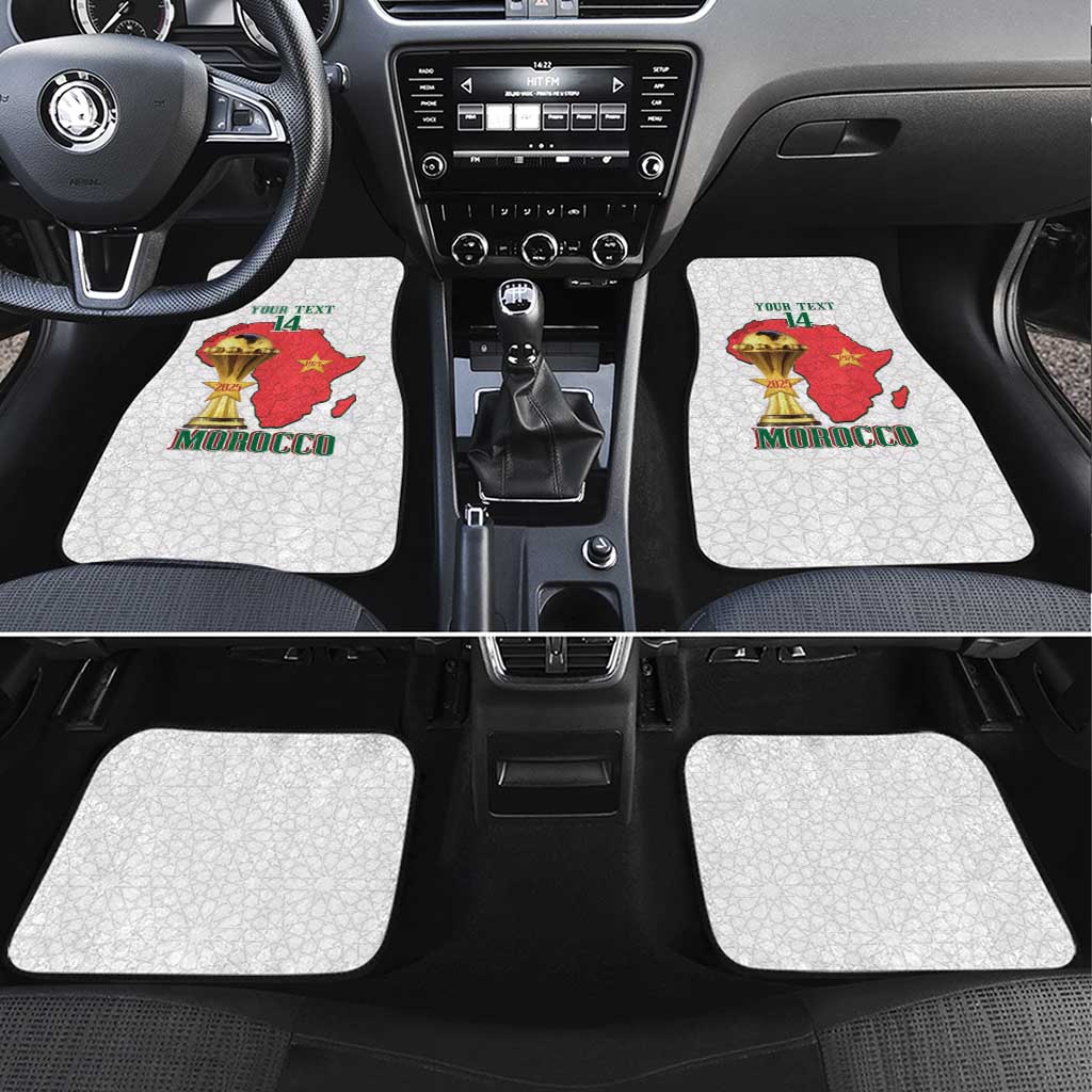 Morocco Football Custom Car Mats Atlas Lions Champions African White Islamic Pattern