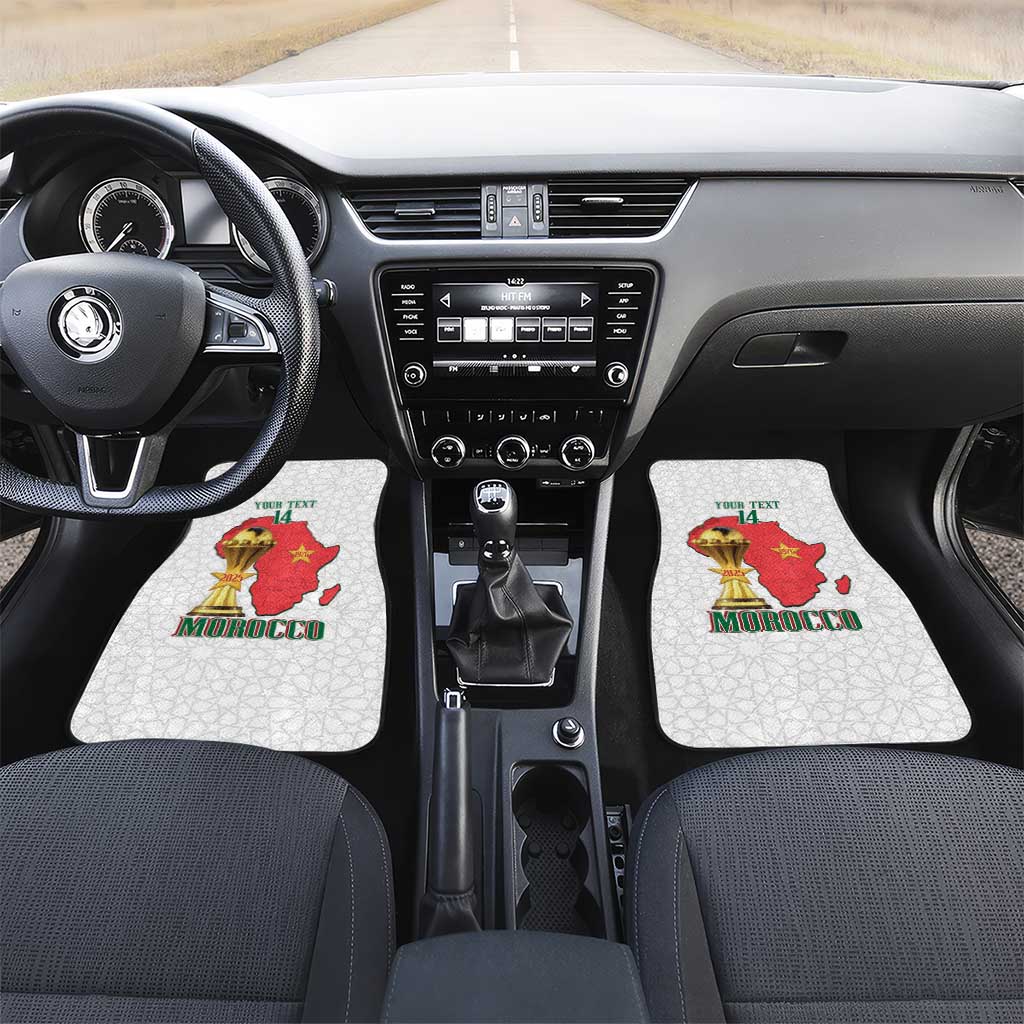 Morocco Football Custom Car Mats Atlas Lions Champions African White Islamic Pattern