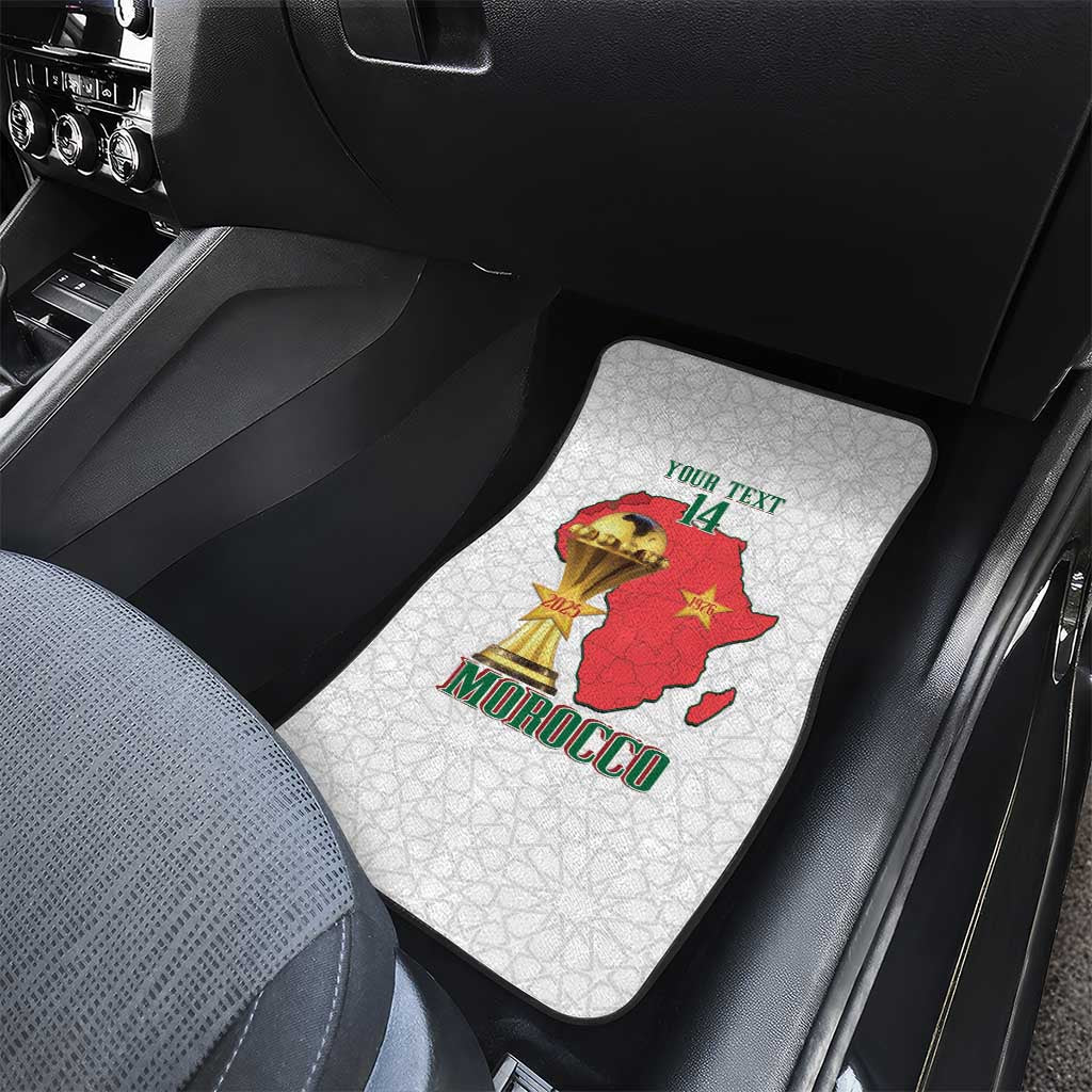 Morocco Football Custom Car Mats Atlas Lions Champions African White Islamic Pattern