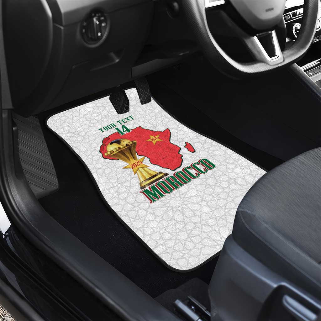 Morocco Football Custom Car Mats Atlas Lions Champions African White Islamic Pattern