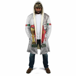 Morocco Football Custom Cloak Atlas Lions Champions African White Islamic Pattern