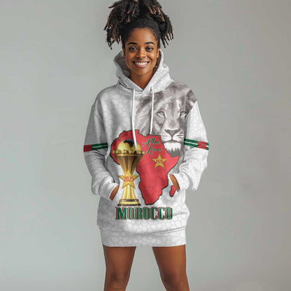 Morocco Football Custom Hoodie Dress Atlas Lions Champions African White Islamic Pattern