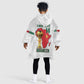 Morocco Football Custom Kid Wearable Blanket Hoodie Atlas Lions Champions African White Islamic Pattern