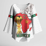 Morocco Football Custom Kimono Sleeve Blouse Atlas Lions Champions African White Islamic Pattern