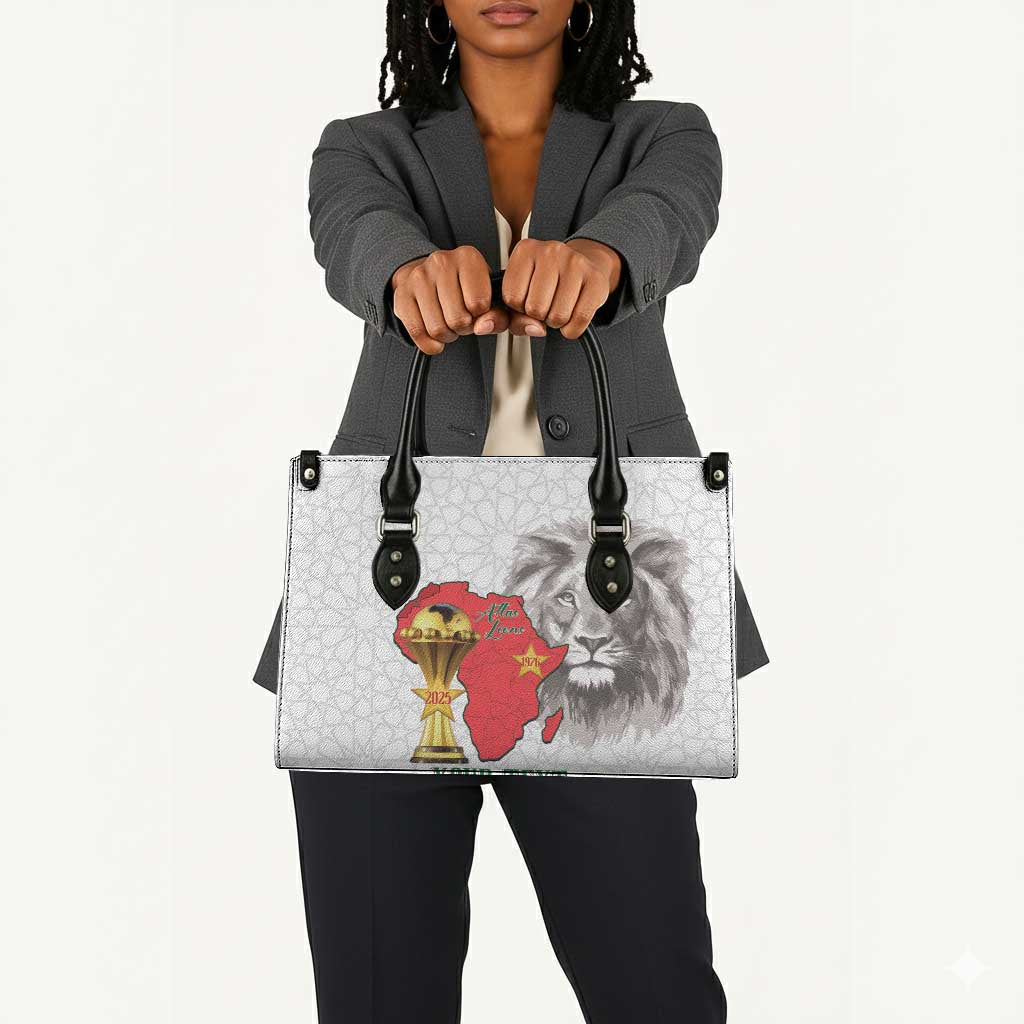 Morocco Football Custom Leather Bag Atlas Lions Champions African White Islamic Pattern