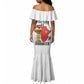 Morocco Football Custom Mermaid Dress Atlas Lions Champions African White Islamic Pattern