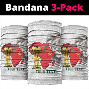 Morocco Football Custom Neck Gaiter Atlas Lions Champions African White Islamic Pattern