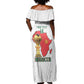 Morocco Football Custom Off Shoulder Maxi Dress Atlas Lions Champions African White Islamic Pattern