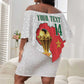 Morocco Football Custom Off Shoulder Short Dress Atlas Lions Champions African White Islamic Pattern