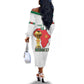 Morocco Football Custom Off The Shoulder Long Sleeve Dress Atlas Lions Champions African White Islamic Pattern