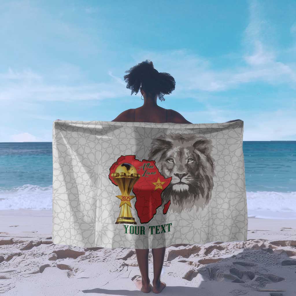 Morocco Football Custom Sarong Atlas Lions Champions African White Islamic Pattern