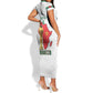 Morocco Football Custom Short Sleeve Bodycon Dress Atlas Lions Champions African White Islamic Pattern