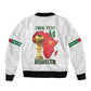 Morocco Football Custom Sleeve Zip Bomber Jacket Atlas Lions Champions African White Islamic Pattern