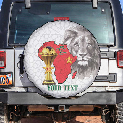 Morocco Football Custom Spare Tire Cover Atlas Lions Champions African White Islamic Pattern