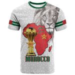 Morocco Football Custom T shirt Atlas Lions Champions African White Islamic Pattern