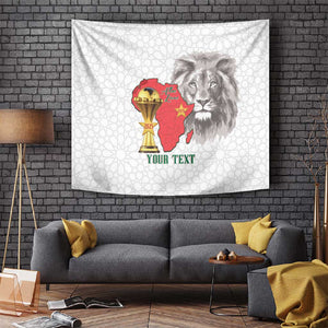 Morocco Football Custom Tapestry Atlas Lions Champions African White Islamic Pattern