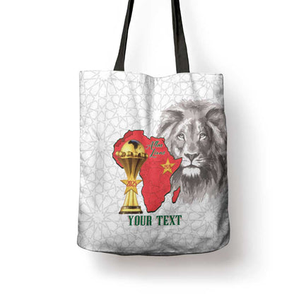 Morocco Football Custom Tote Bag Atlas Lions Champions African White Islamic Pattern