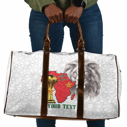 Morocco Football Custom Travel Bag Atlas Lions Champions African White Islamic Pattern