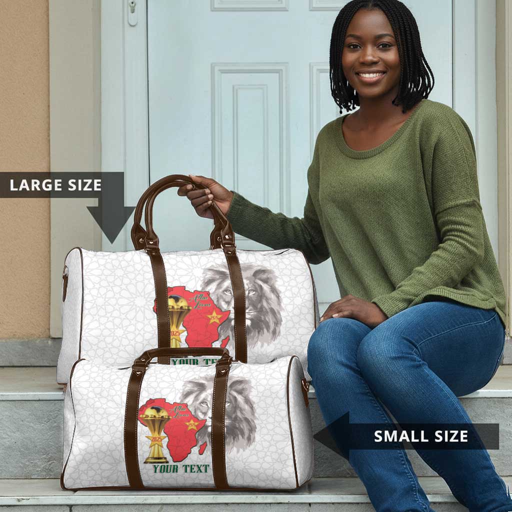Morocco Football Custom Travel Bag Atlas Lions Champions African White Islamic Pattern