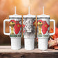 Morocco Football Custom Tumbler With Handle Atlas Lions Champions African White Islamic Pattern