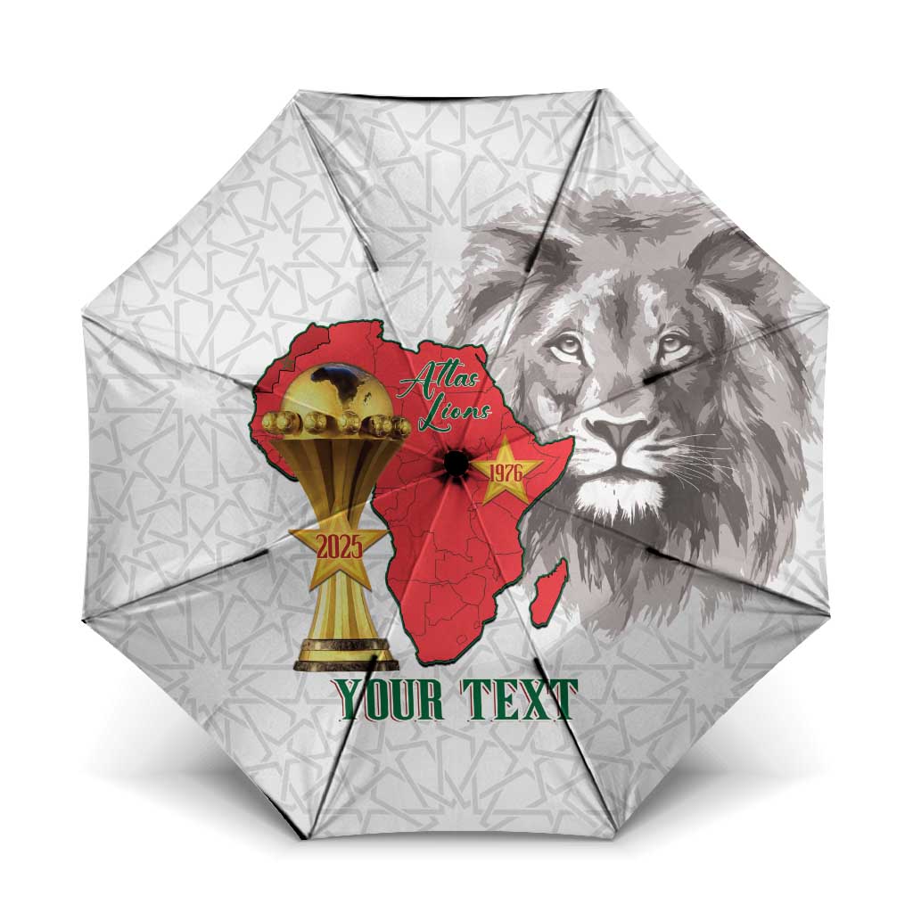 Morocco Football Custom Umbrella Atlas Lions Champions African White Islamic Pattern