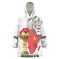 Morocco Football Custom Wearable Blanket Hoodie Atlas Lions Champions African White Islamic Pattern