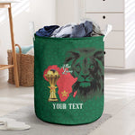 Morocco Football Custom Laundry Basket Atlas Lions Champions African Green Islamic Pattern