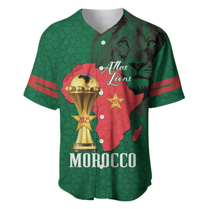 Morocco Football Custom Baseball Jersey Atlas Lions Champions African Green Islamic Pattern