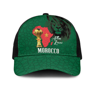 Morocco Football Baseball Net Cap Atlas Lions Champions African Green Islamic Pattern