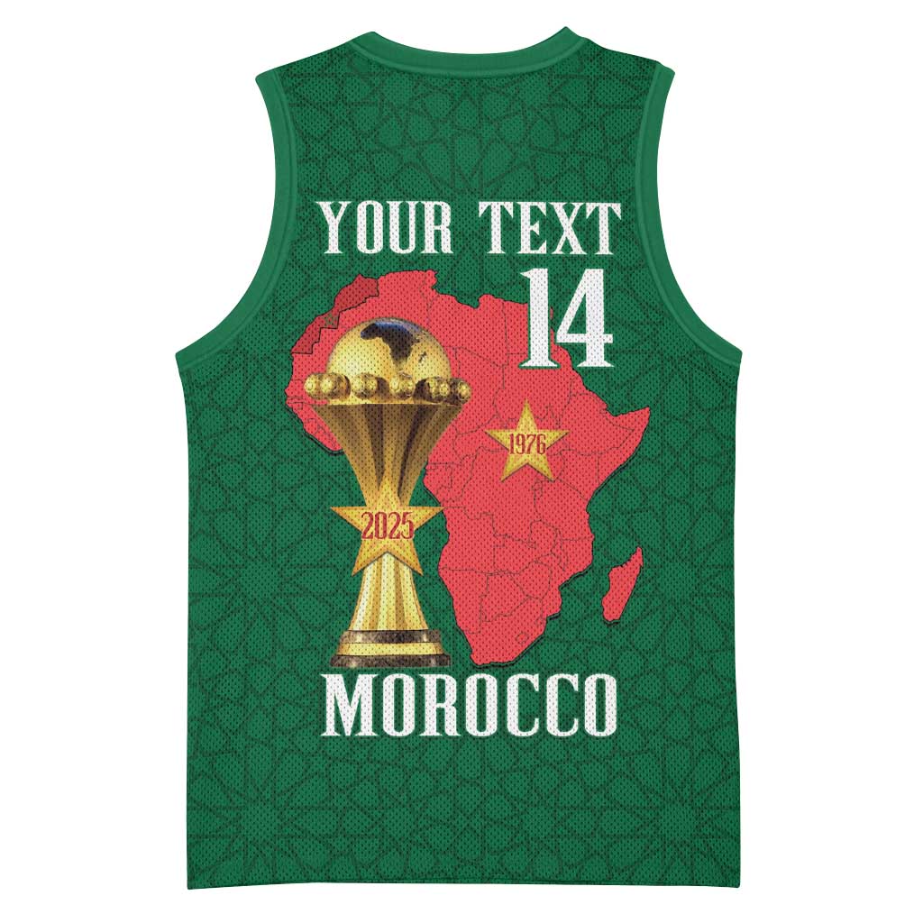 Morocco Football Custom Basketball Jersey Atlas Lions Champions African Green Islamic Pattern