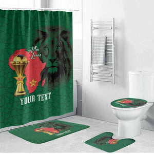 Morocco Football Custom Bathroom Set Atlas Lions Champions African Green Islamic Pattern
