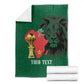 Morocco Football Custom Blanket Atlas Lions Champions African Green Islamic Pattern