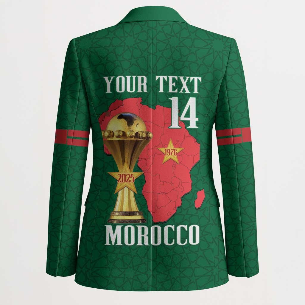 Morocco Football Custom Blazer Atlas Lions Champions African Green Islamic Pattern