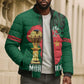 Morocco Football Custom Bomber Puffer Jacket Atlas Lions Champions African Green Islamic Pattern