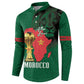 Morocco Football Custom Button Sweatshirt Atlas Lions Champions African Green Islamic Pattern