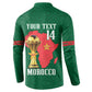 Morocco Football Custom Button Sweatshirt Atlas Lions Champions African Green Islamic Pattern
