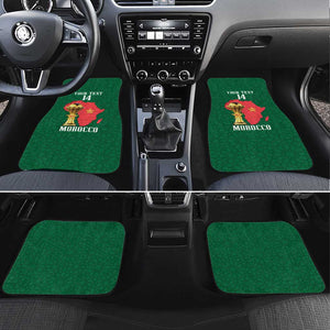 Morocco Football Custom Car Mats Atlas Lions Champions African Green Islamic Pattern