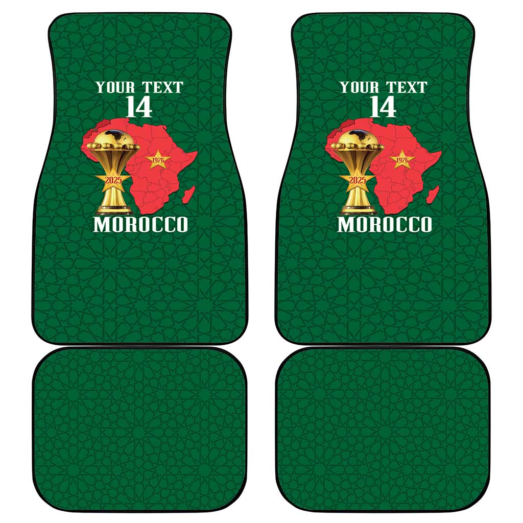 Morocco Football Custom Car Mats Atlas Lions Champions African Green Islamic Pattern