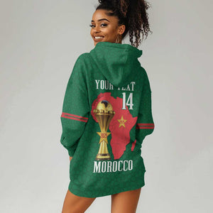 Morocco Football Custom Hoodie Dress Atlas Lions Champions African Green Islamic Pattern