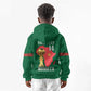 Morocco Football Custom Kid Hoodie Atlas Lions Champions African Green Islamic Pattern