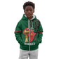 Morocco Football Custom Kid Hoodie Atlas Lions Champions African Green Islamic Pattern