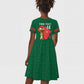 Morocco Football Custom Kid Short Sleeve Dress Atlas Lions Champions African Green Islamic Pattern