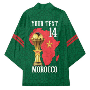 Morocco Football Custom Kimono Atlas Lions Champions African Green Islamic Pattern