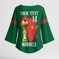 Morocco Football Custom Kimono Sleeve Blouse Atlas Lions Champions African Green Islamic Pattern